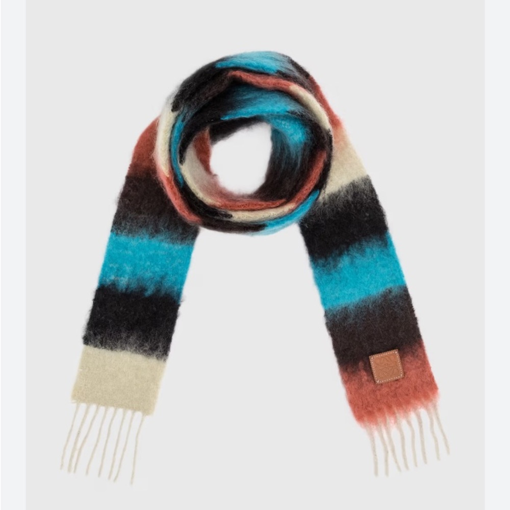 Loewe Striped Mohair Color lock patterned Scarf